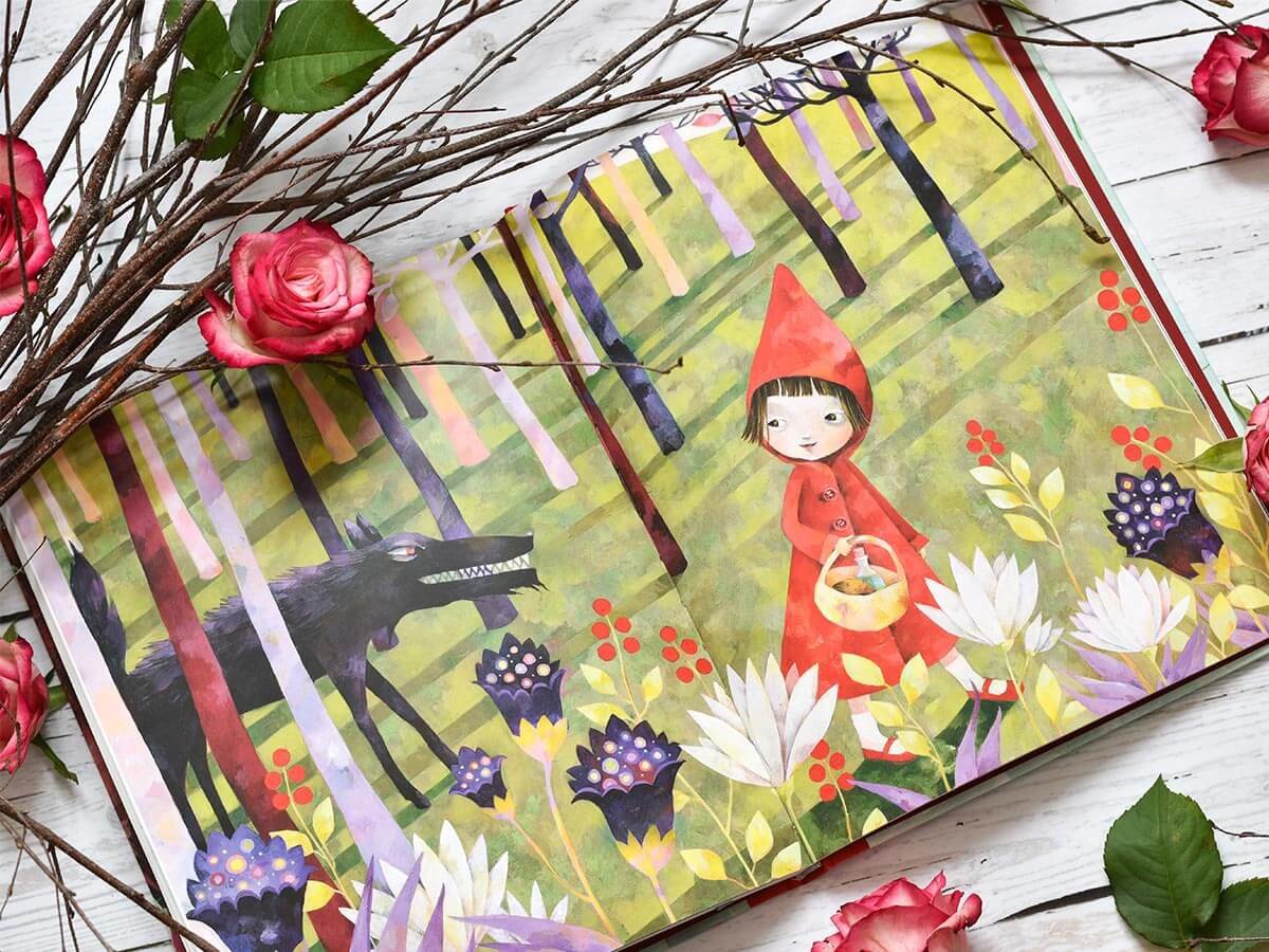Seite mit Rotkäppchen Illustration aus dem Buch "Die schönsten Märchenklassiker"