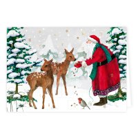 Adventskalender-Doppelkarte Weihnachtsmann im Wald