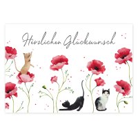 Postkarte Katzen Herzlichen Glückwunsch
