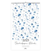 Geschenkpapierkalender Blaue Blumen 2025