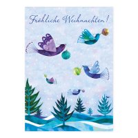 Postkarte Fröhliche Weihnachten mit Wintervögeln